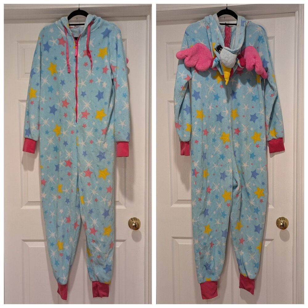 Medium Adult Star Unicorn‎ Onesie Pajamas with ears, mohawk and  wings